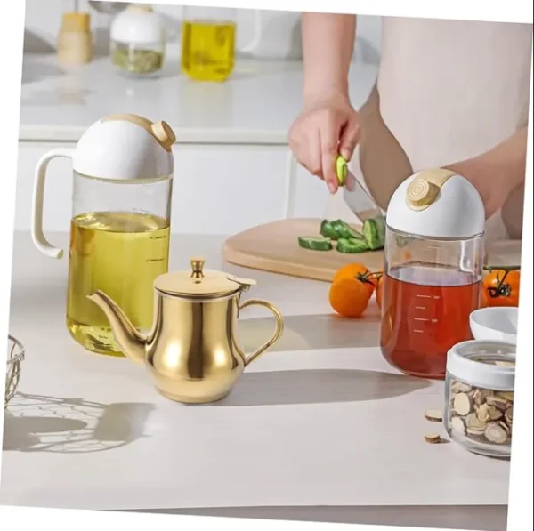 গোল্ডেন কালার ( ১ পিস 550 ML) SS Magic Oil Pot - Image 3